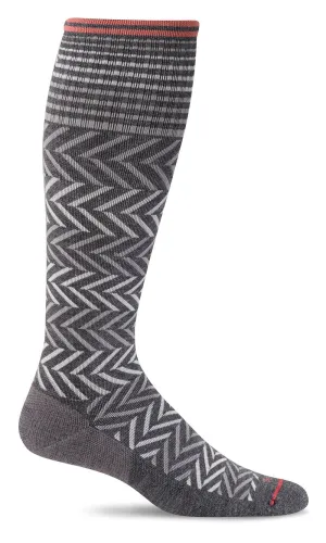 Chevron Knee-High Women - Charcoal Moderate Compression (15-20mmHg)