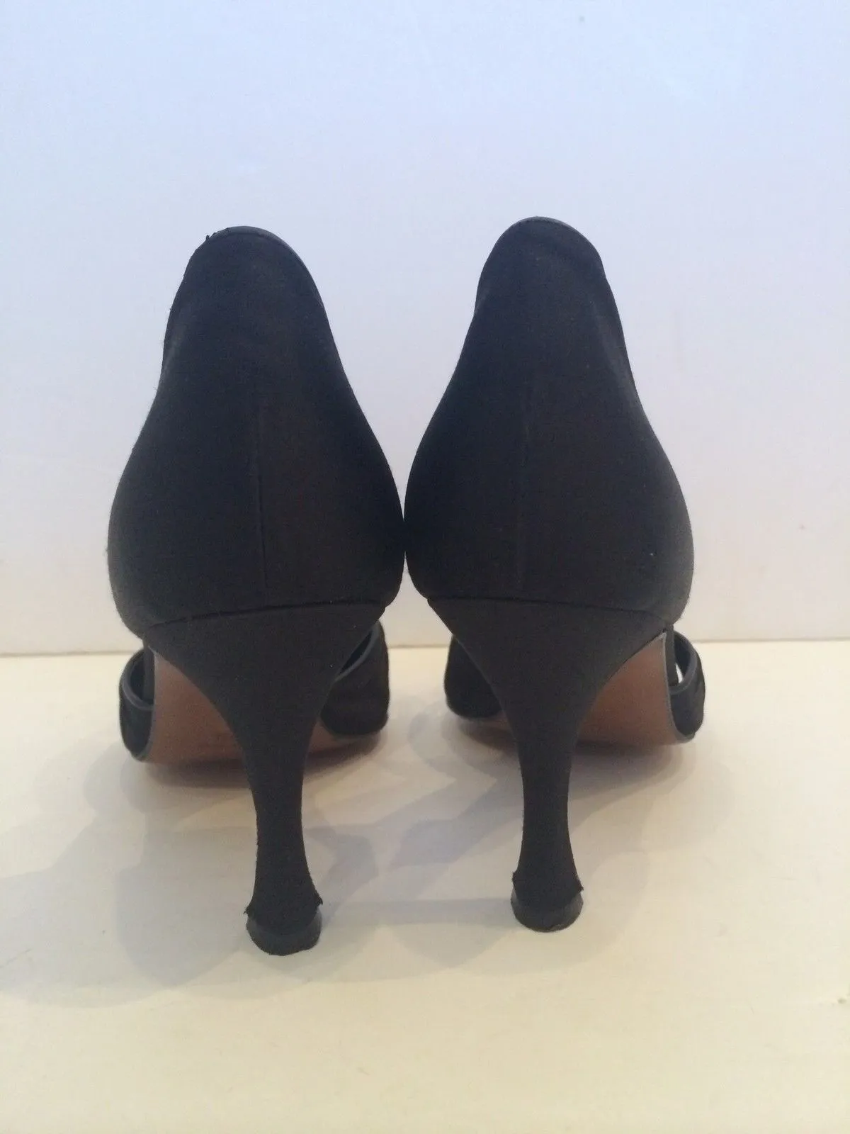 CHRISTIAN DIOR 1990s Black Silk Heels Size 39 1/2