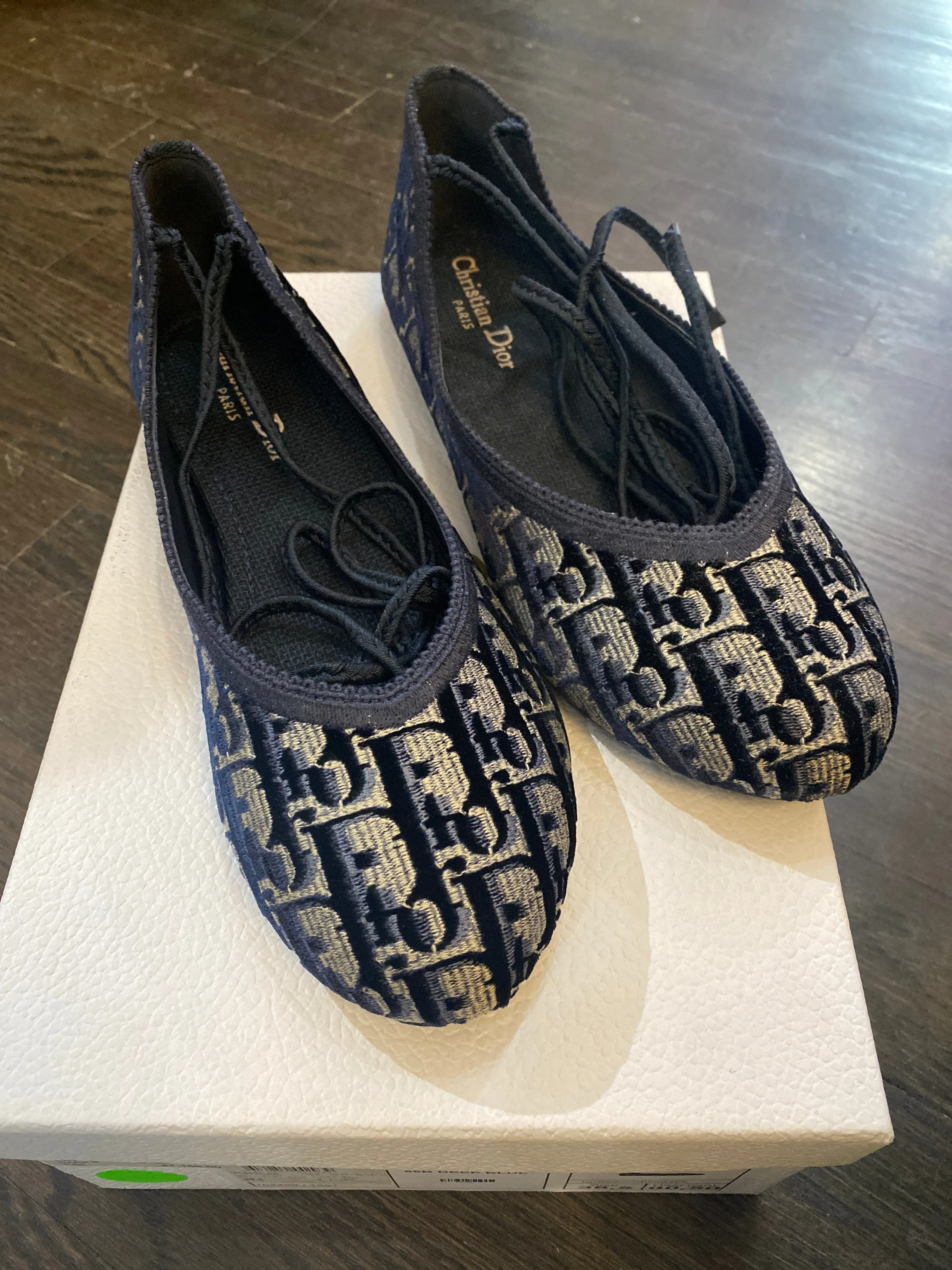 Christian Dior Navy Dark Flat with Rubber Bottom and Ankle Strap