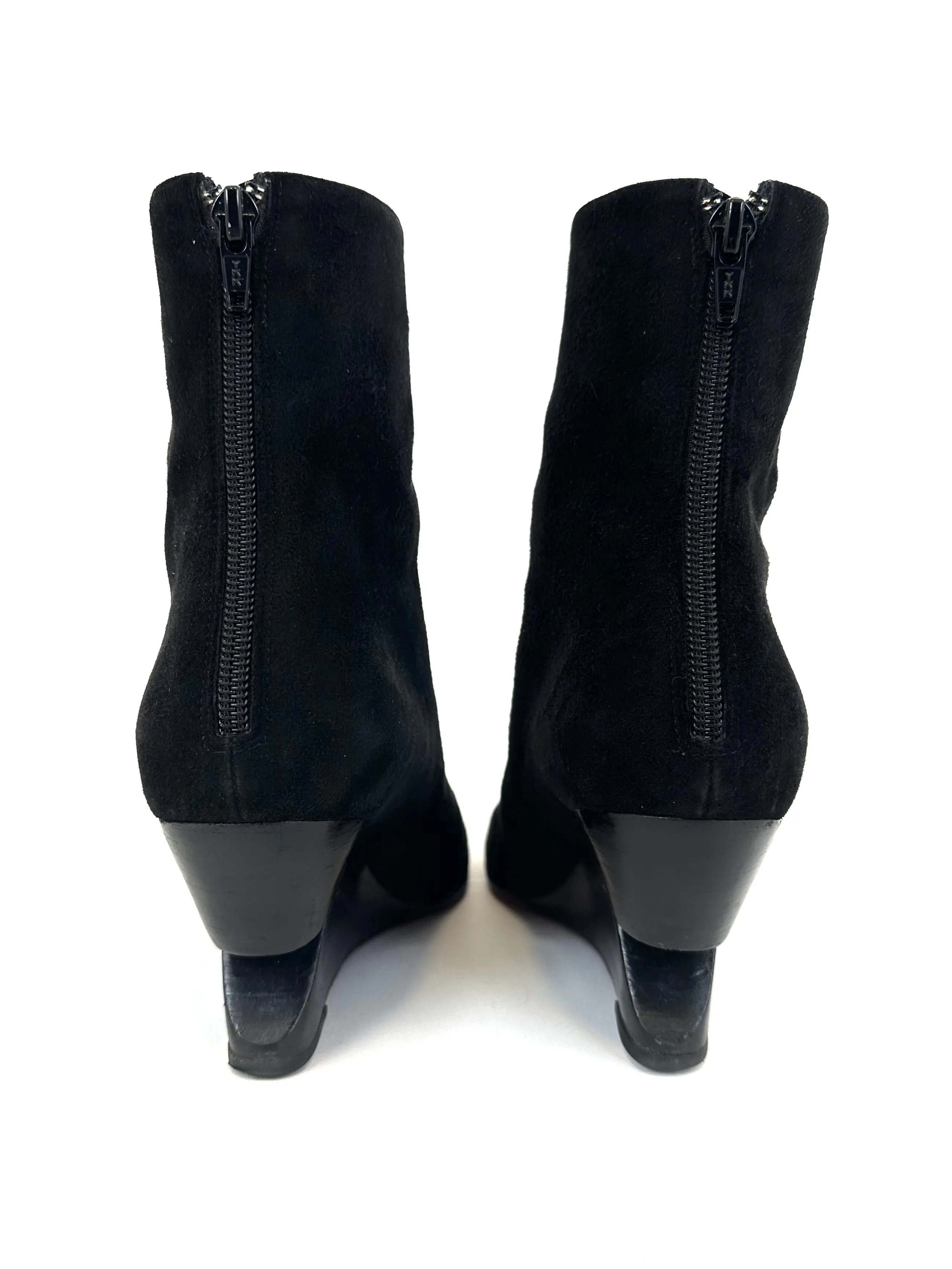 Christian Louboutin Suede Cutout Wedge Boots