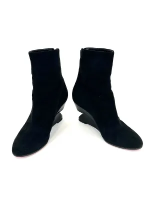Christian Louboutin Suede Cutout Wedge Boots