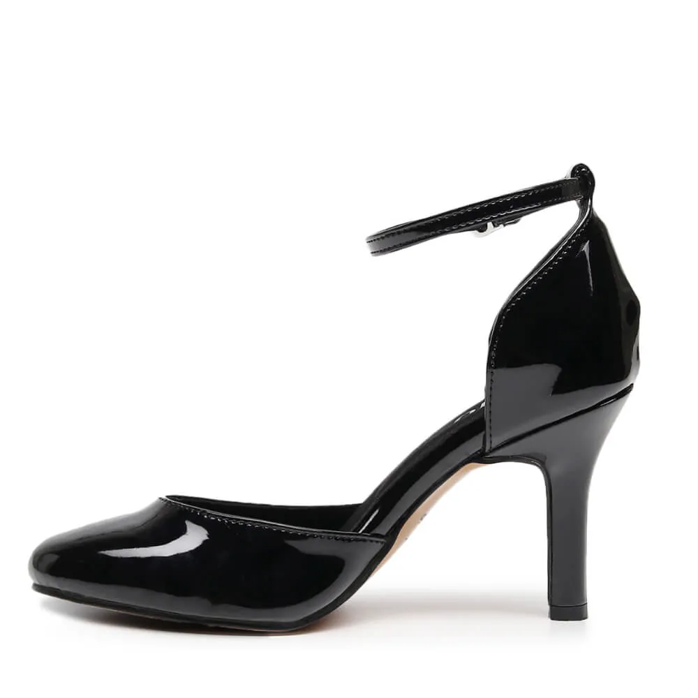 Claudette Wide Fit - Black Vegan Patent  - Street Sole