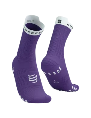 Compressport Unisex's Pro Racing Socks v4.0 Run High - Royal Lilac/White