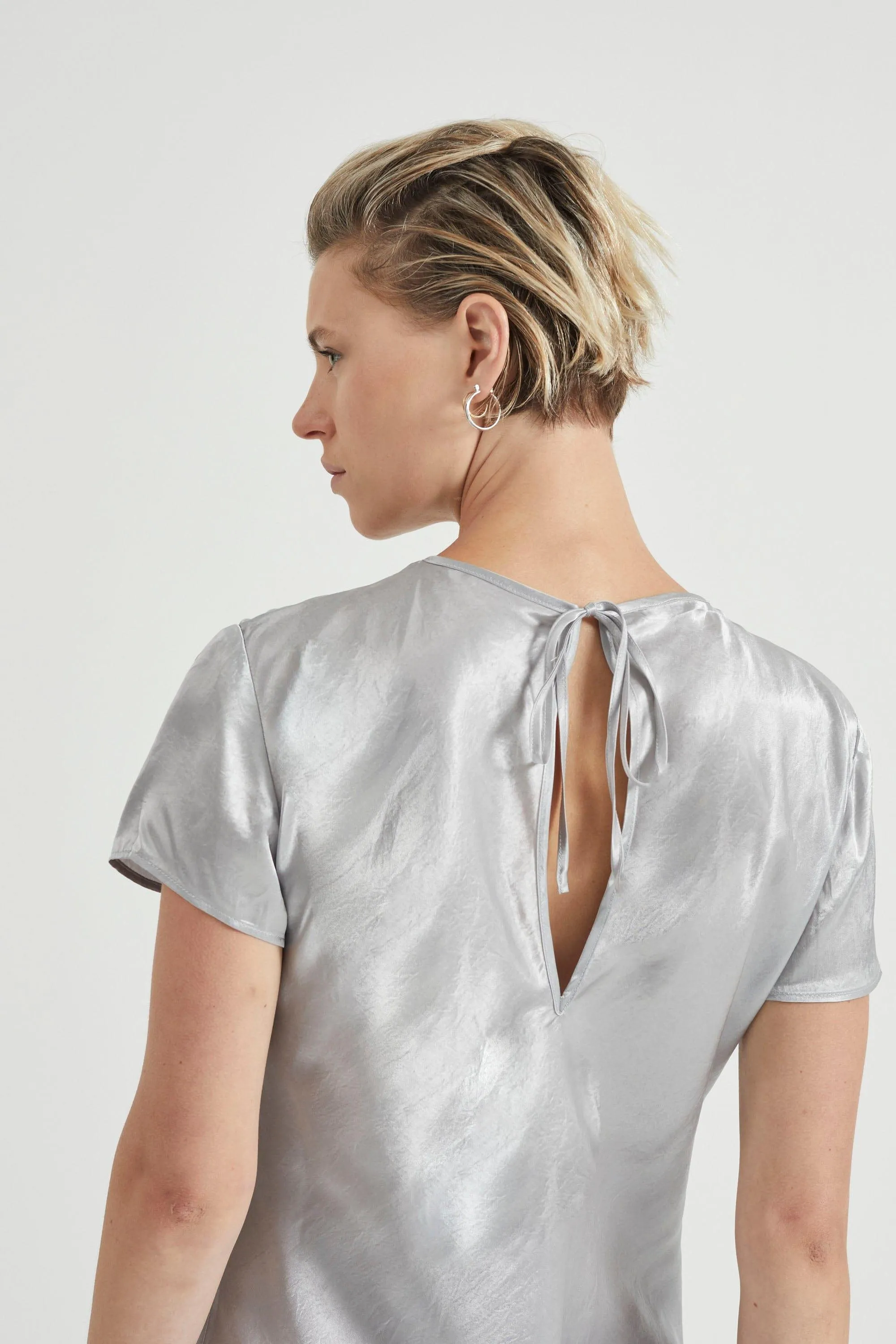 CRUSH BIAS TEE MAXI DRESS | SILVER
