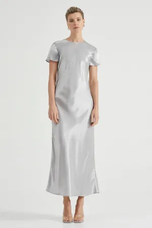 CRUSH BIAS TEE MAXI DRESS | SILVER