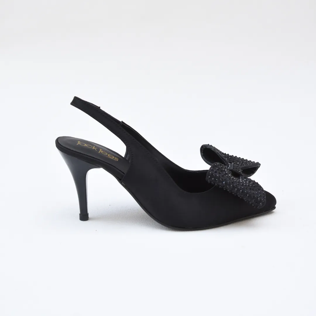 Crystal Bow Heels Black