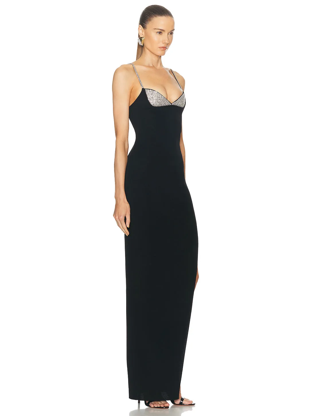 Crystal Strap High-slit Bandage Maxi Dress