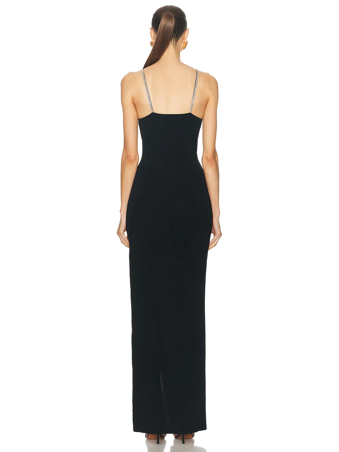 Crystal Strap High-slit Bandage Maxi Dress