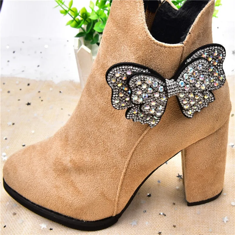 Crystals Rhinestone Bow Tie and Butterfly Applique