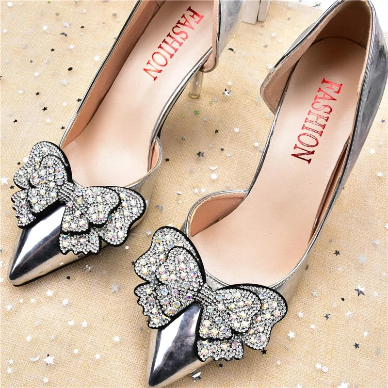 Crystals Rhinestone Bow Tie and Butterfly Applique