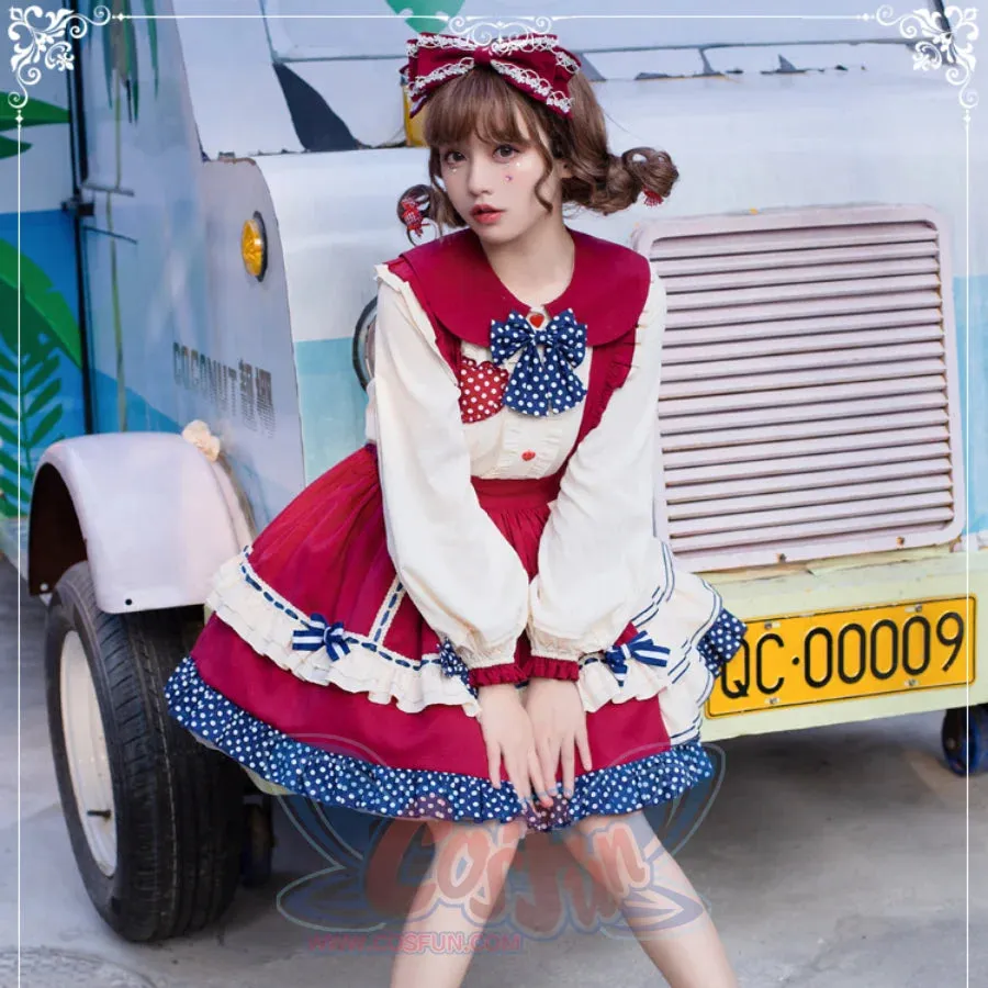 Daily Lovely Dot Lolita Cake Strap Skirt Two Piece Sets S22828