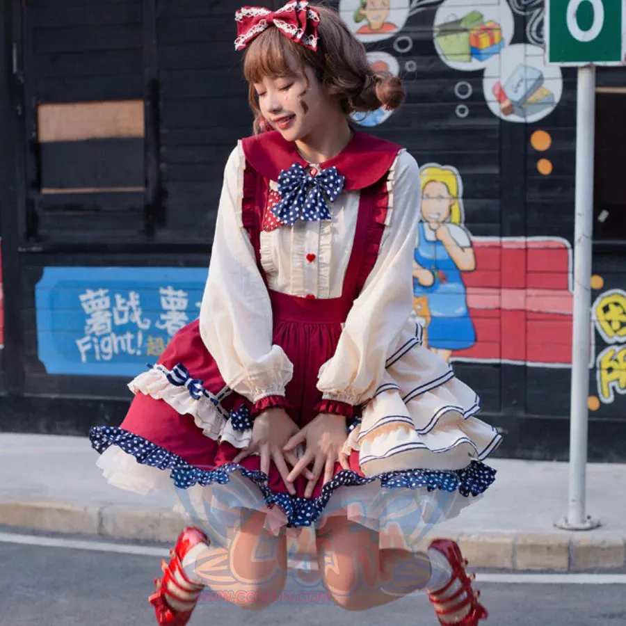 Daily Lovely Dot Lolita Cake Strap Skirt Two Piece Sets S22828