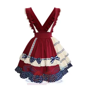 Daily Lovely Dot Lolita Cake Strap Skirt Two Piece Sets S22828