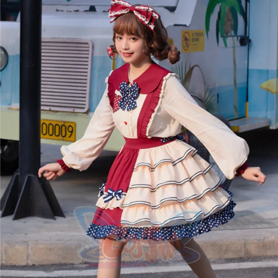 Daily Lovely Dot Lolita Cake Strap Skirt Two Piece Sets S22828
