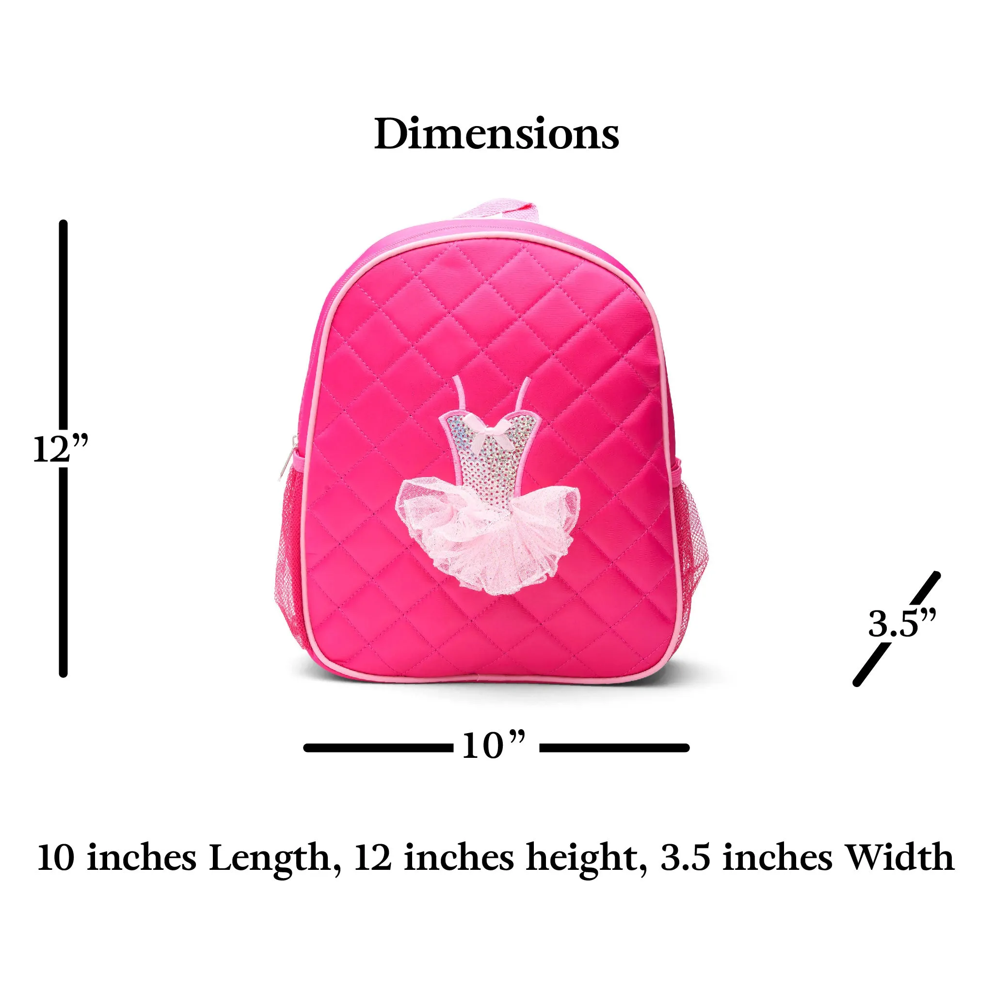 Dance Backpack Quilted Sequin Ballerina Tutu Backpack Medium Girls 3-9