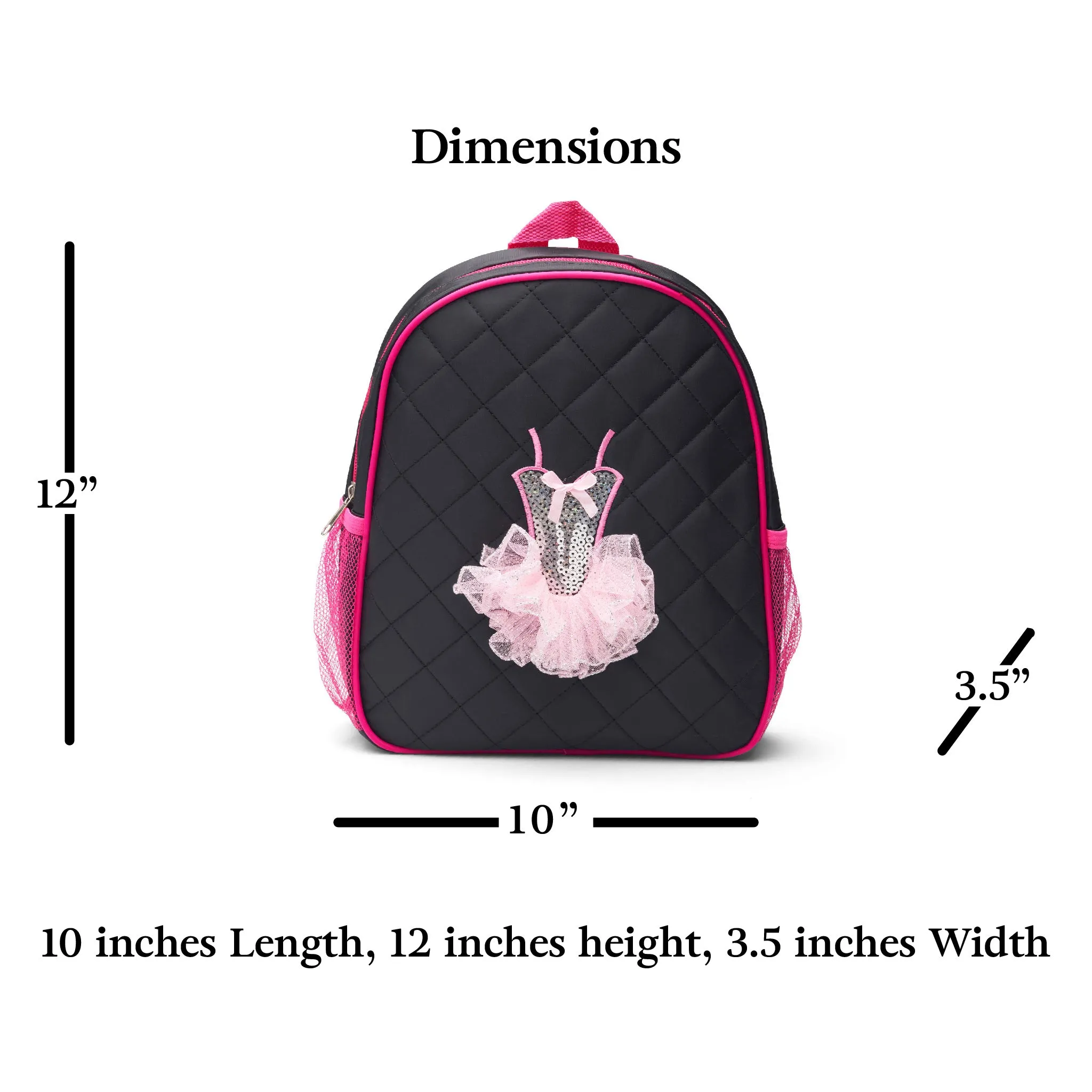 Dance Backpack Quilted Sequin Ballerina Tutu Backpack Medium Girls 3-9