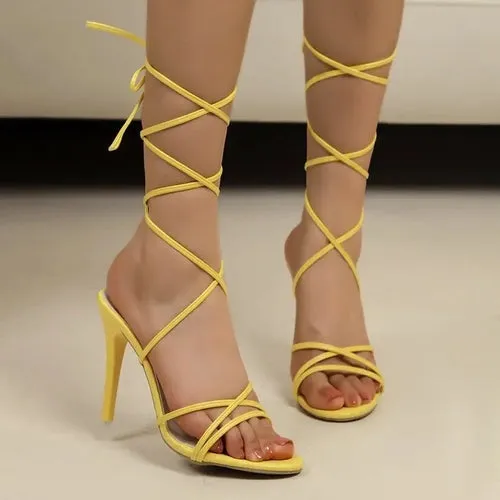 'Delfina' Cross Strap Stiletto Heels