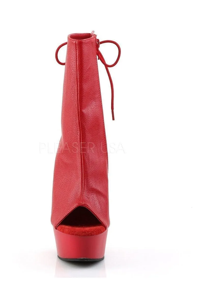 DELIGHT-1018 Platform Boot  | Red Faux Leather