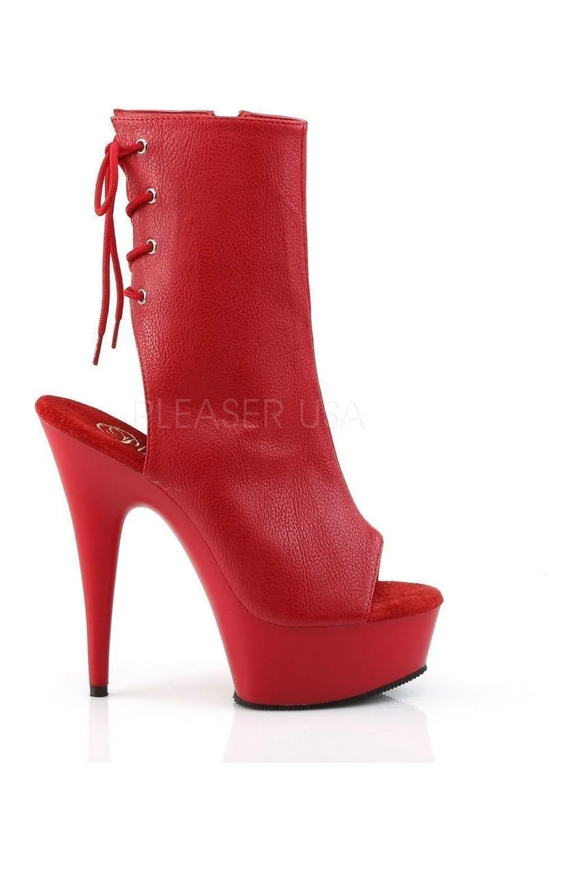 DELIGHT-1018 Platform Boot  | Red Faux Leather