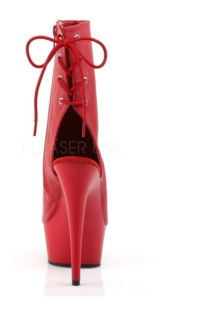 DELIGHT-1018 Platform Boot  | Red Faux Leather
