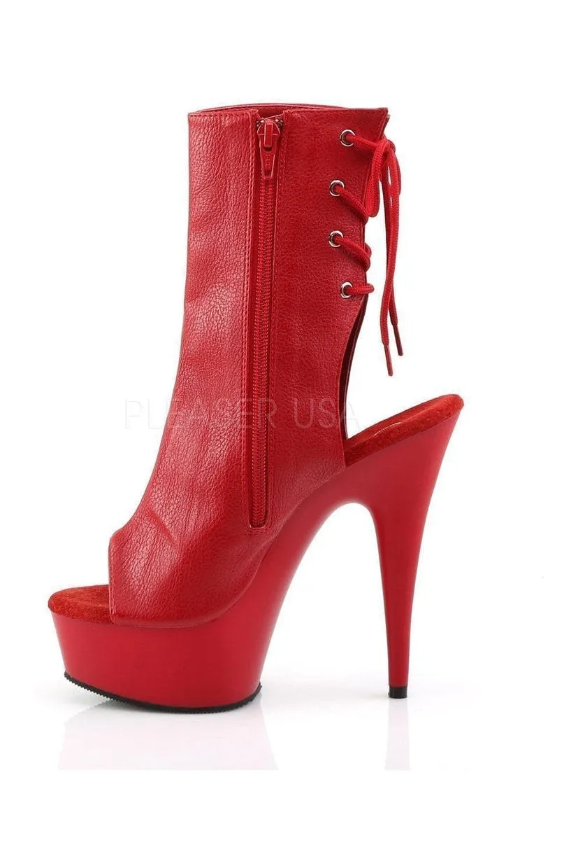 DELIGHT-1018 Platform Boot  | Red Faux Leather