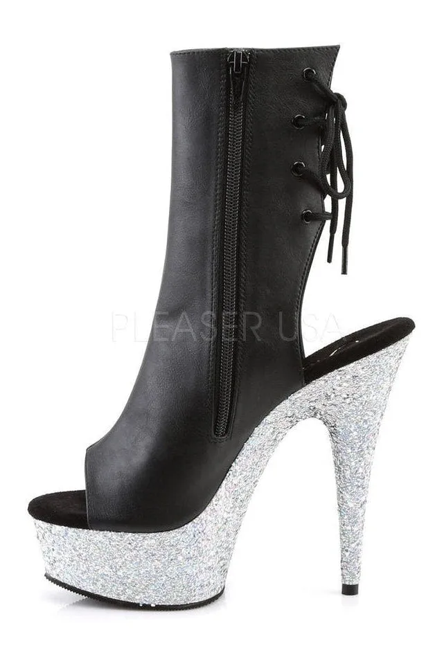 DELIGHT-1018LG Platform Boot | Black Faux Leather