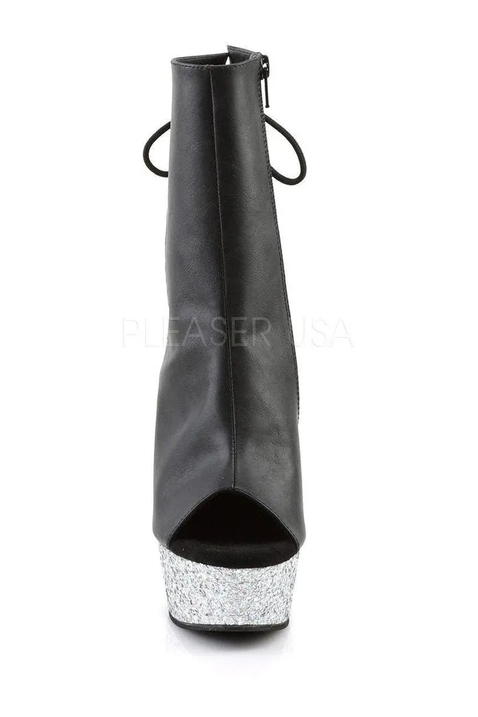 DELIGHT-1018LG Platform Boot | Black Faux Leather