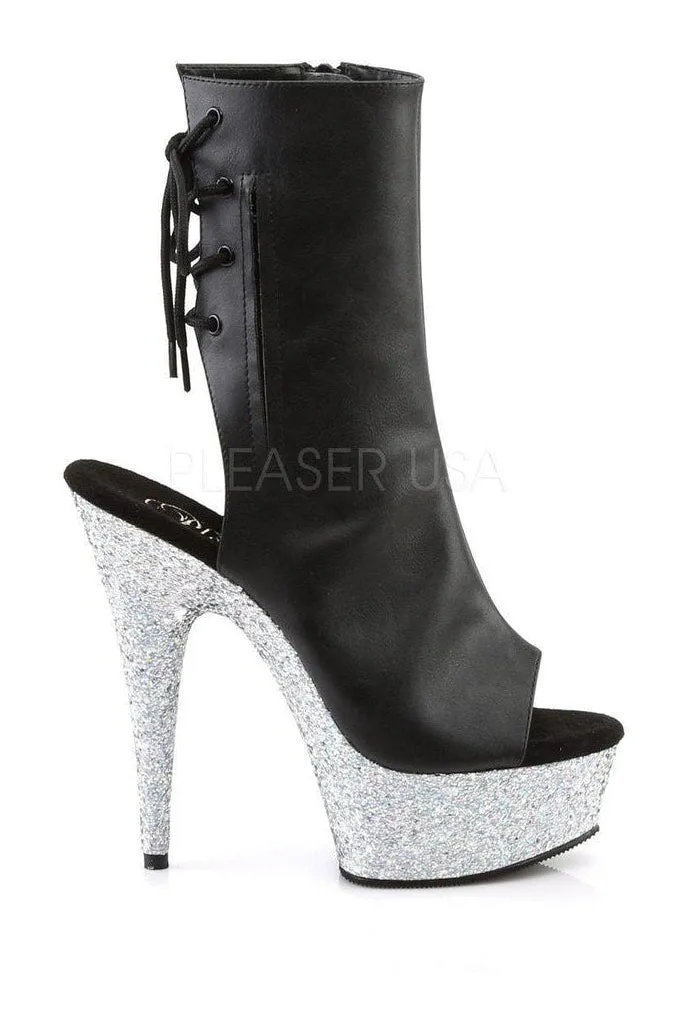 DELIGHT-1018LG Platform Boot | Black Faux Leather