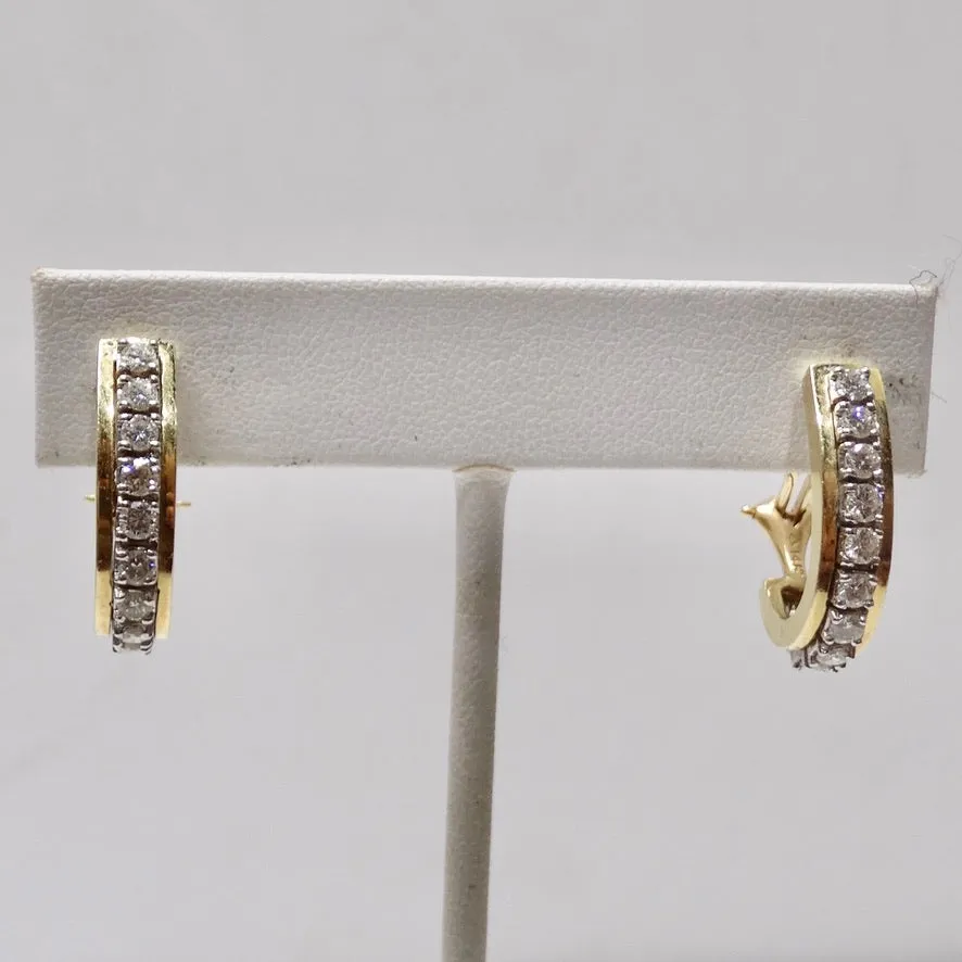 Diamond 14K Gold Hoop Earrings