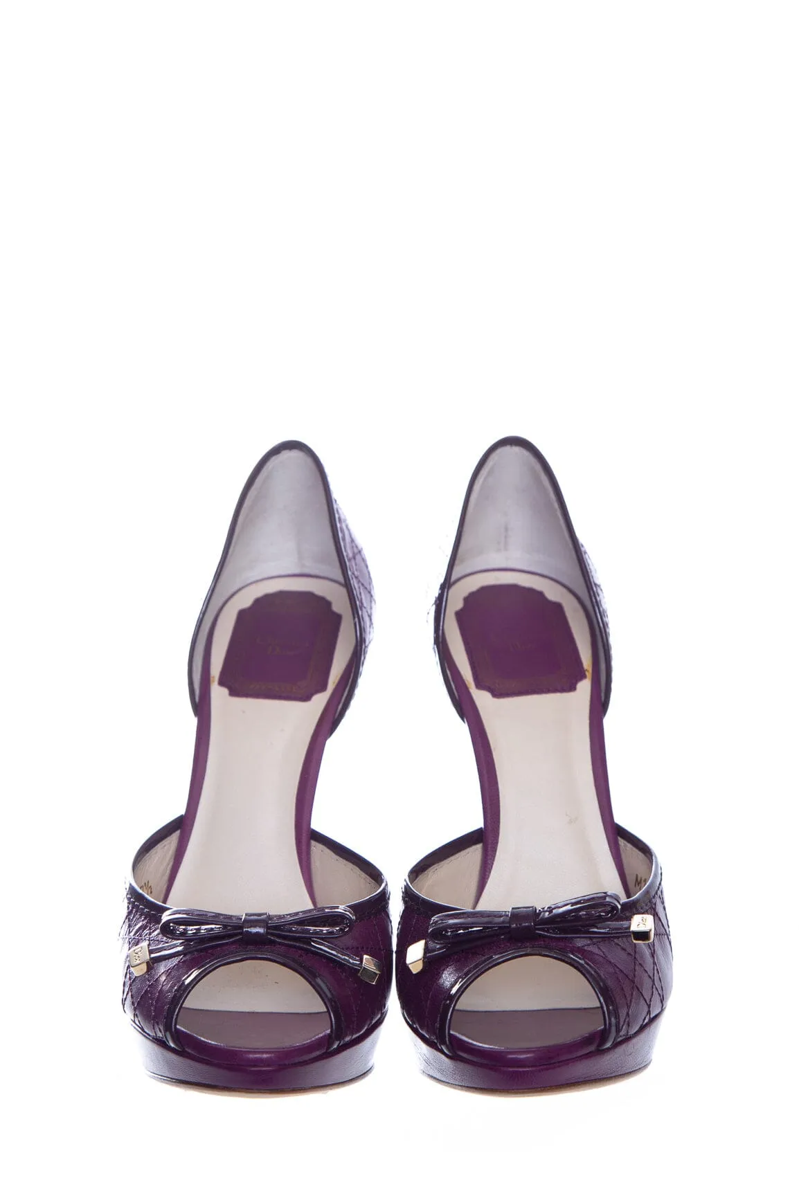 Dior Purple Cannage Bow Heels SZ 37.5