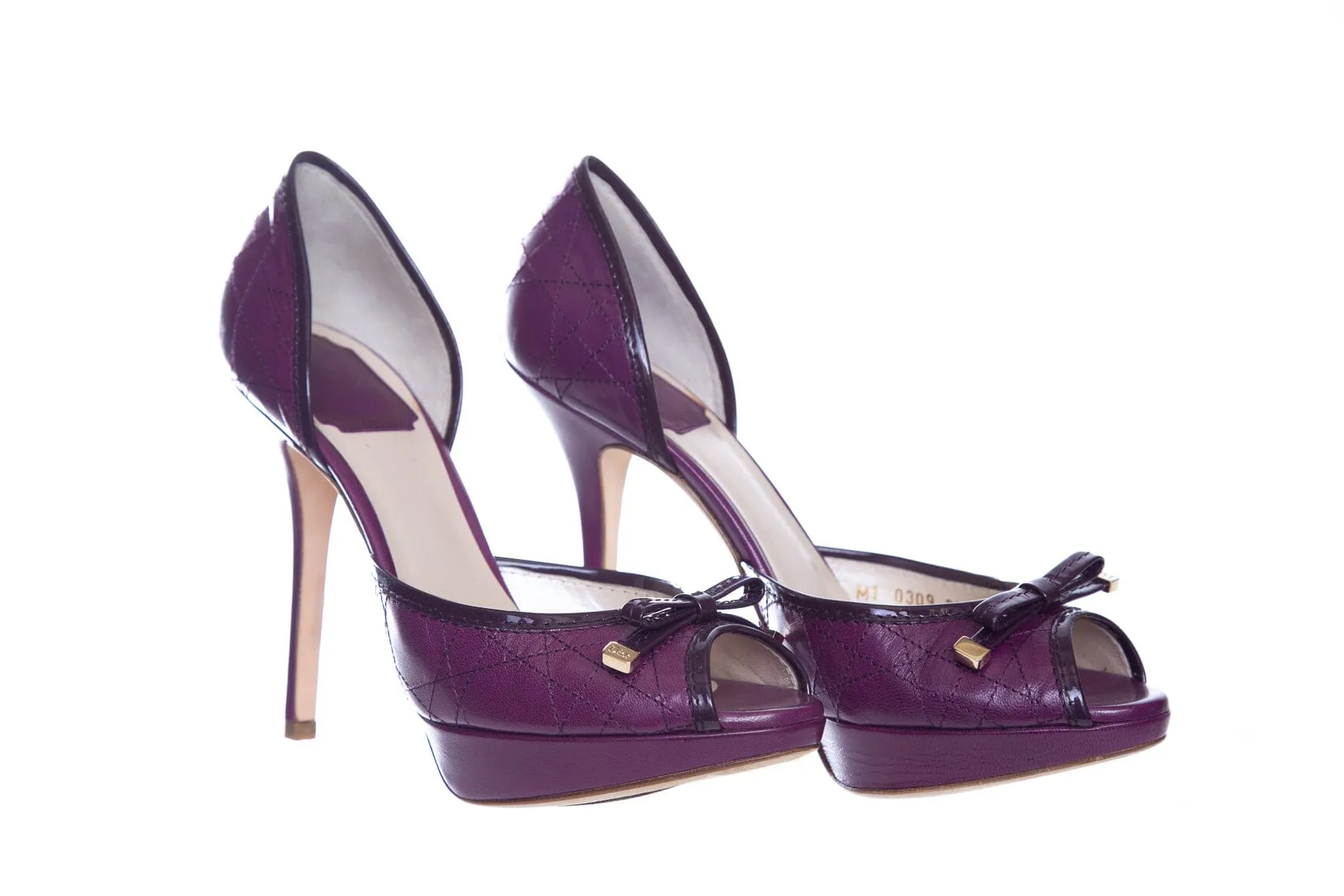 Dior Purple Cannage Bow Heels SZ 37.5