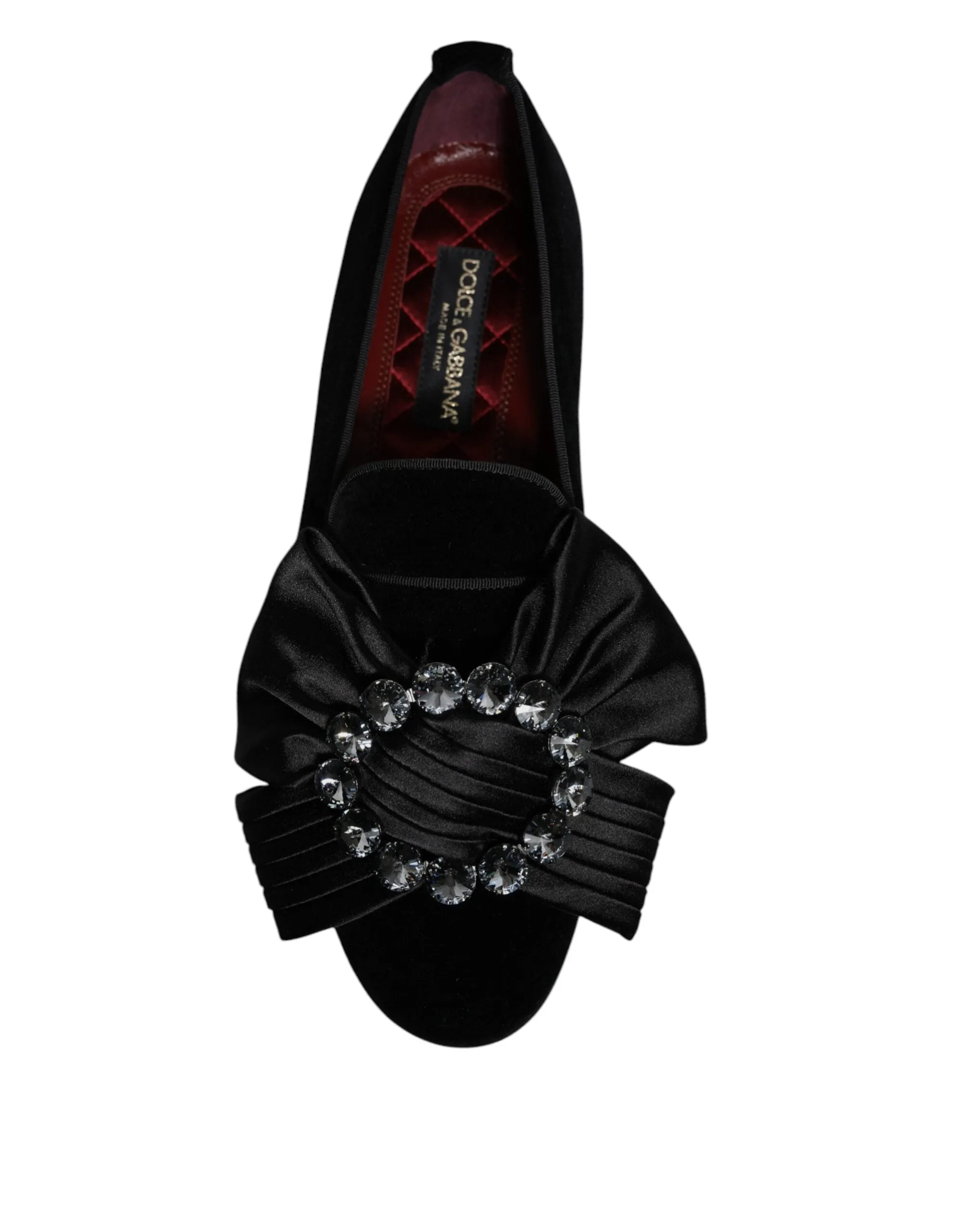 Dolce&Gabbana Men Black Loafers Cotton Blend Crystals Dress Flat Shoes Sz EUR 43