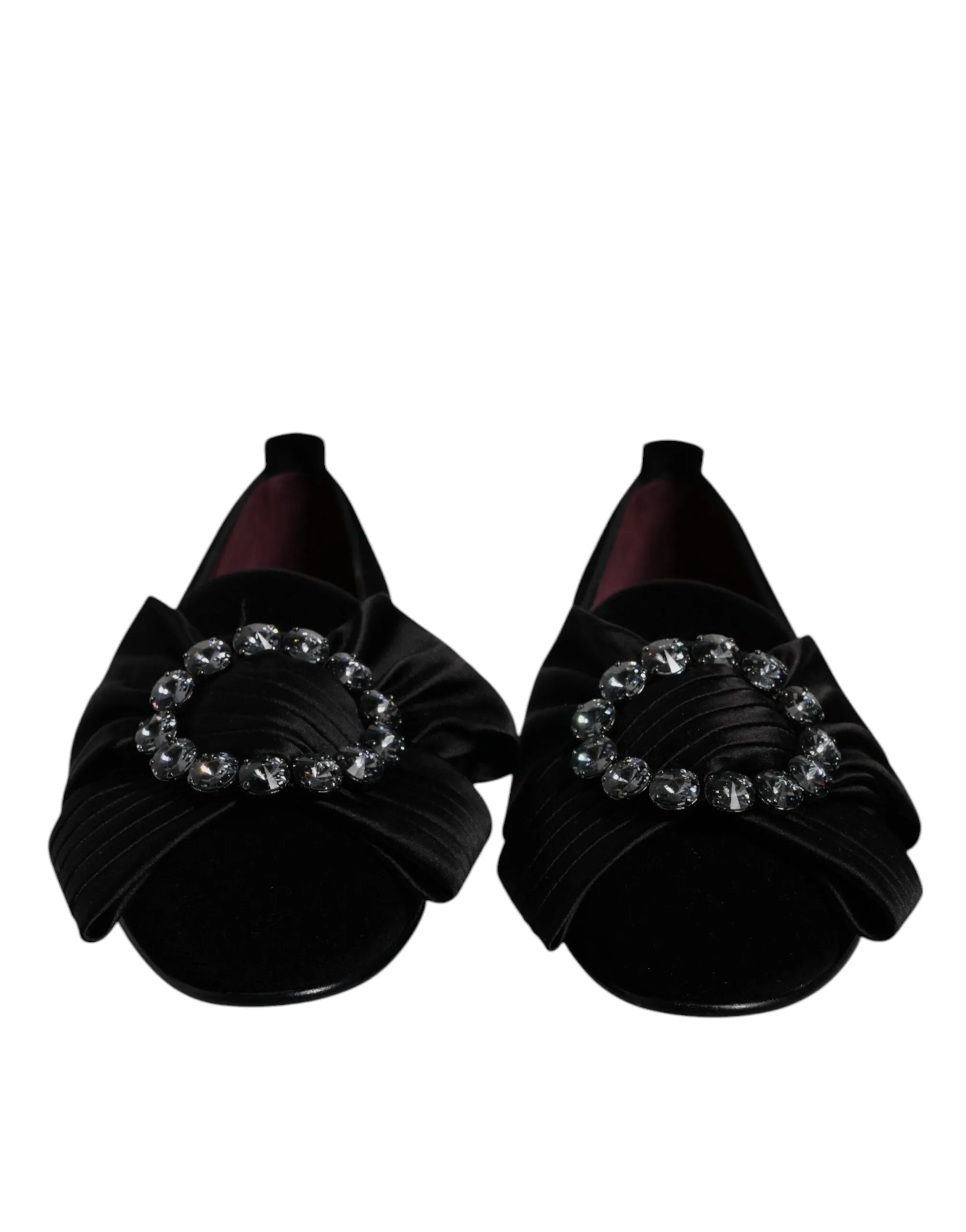 Dolce&Gabbana Men Black Loafers Cotton Blend Crystals Dress Flat Shoes Sz EUR 43