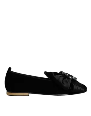Dolce&Gabbana Men Black Loafers Cotton Blend Crystals Dress Flat Shoes Sz EUR 43