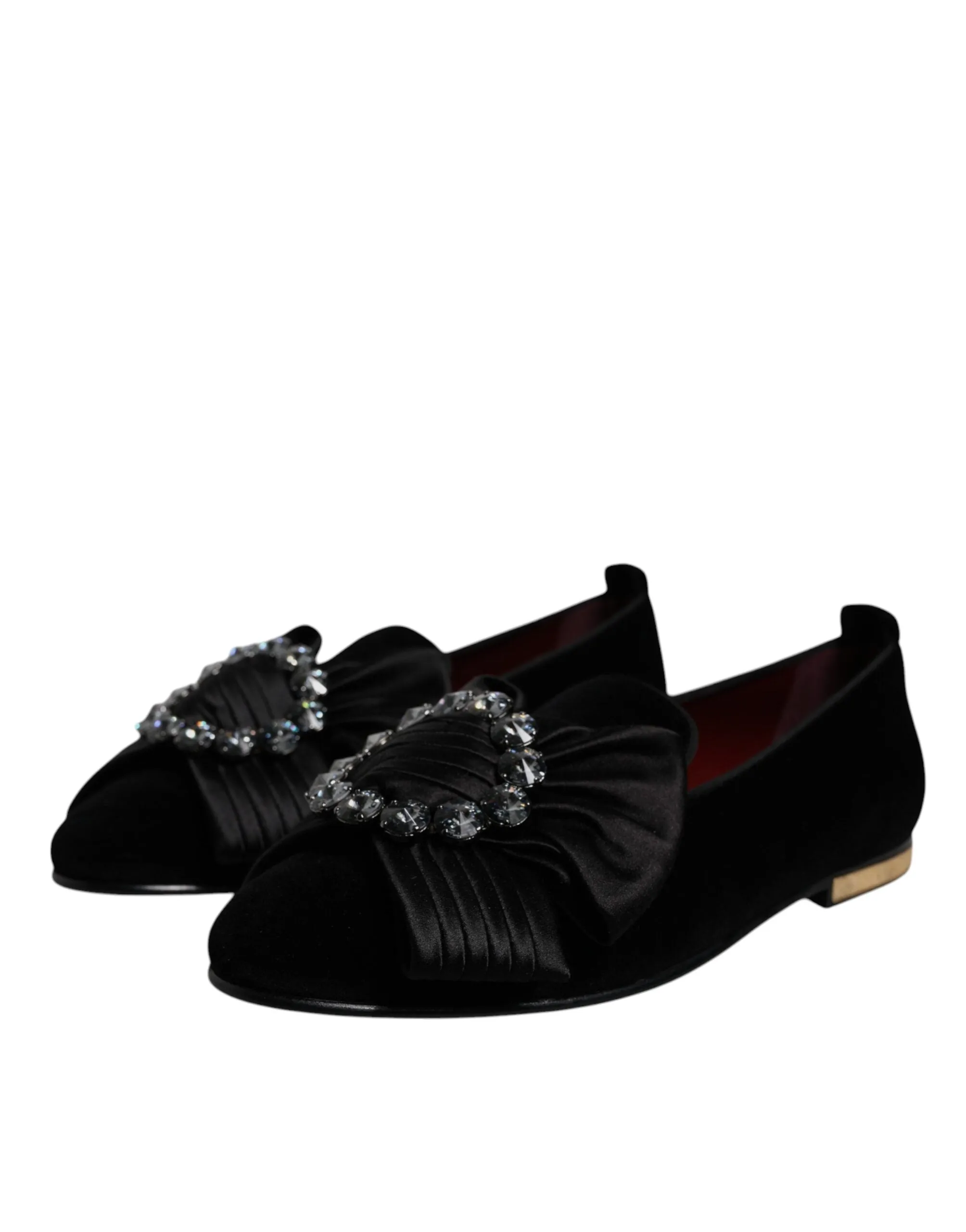 Dolce&Gabbana Men Black Loafers Cotton Blend Crystals Dress Flat Shoes Sz EUR 43