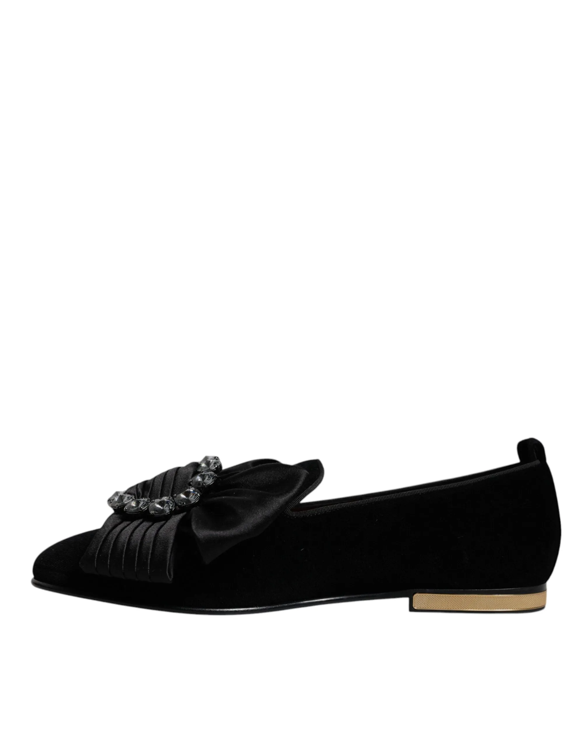 Dolce&Gabbana Men Black Loafers Cotton Blend Crystals Dress Flat Shoes Sz EUR 43