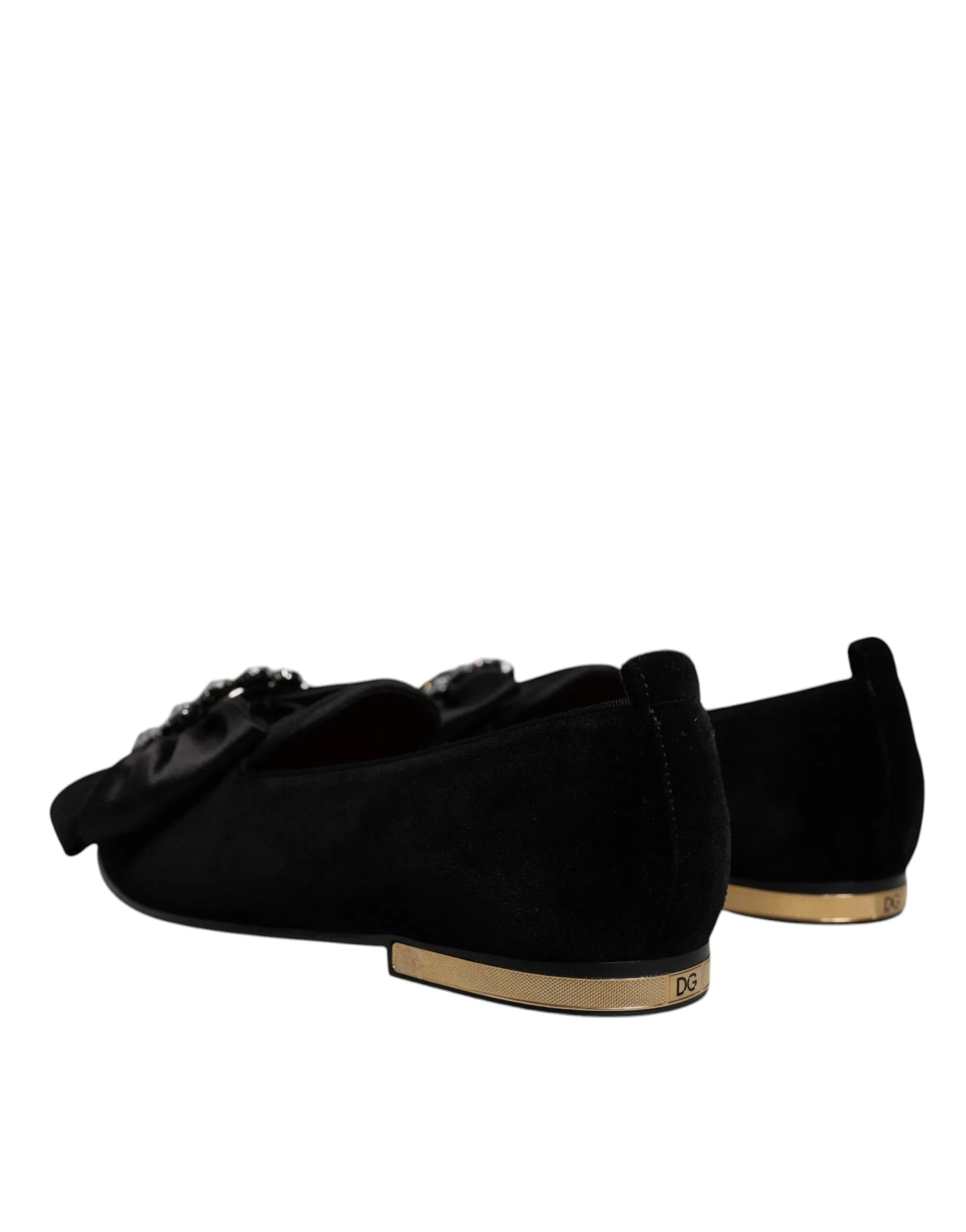 Dolce&Gabbana Men Black Loafers Cotton Blend Crystals Dress Flat Shoes Sz EUR 43