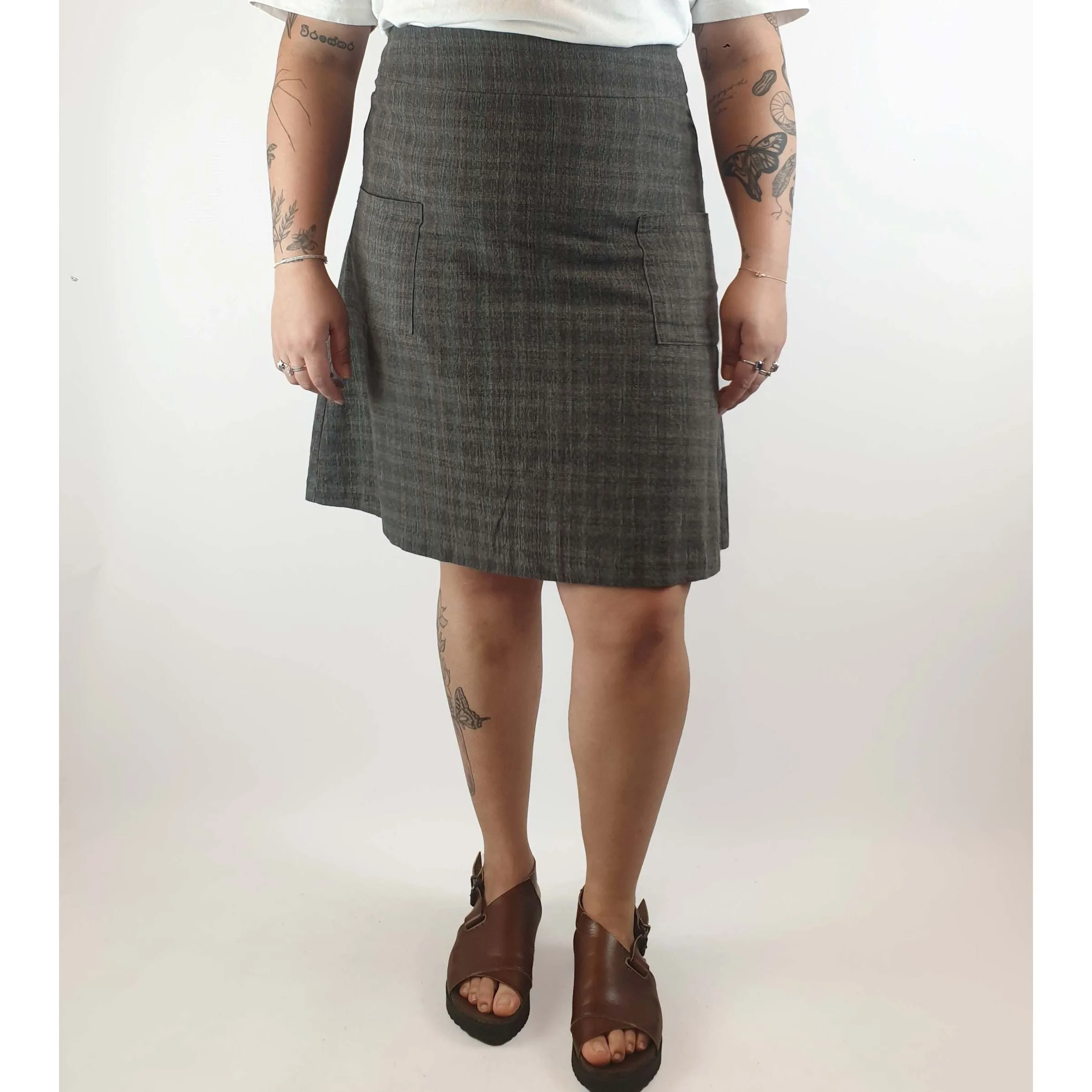 Dot Herbey pre-owned cotton/linen check print skirt size 14