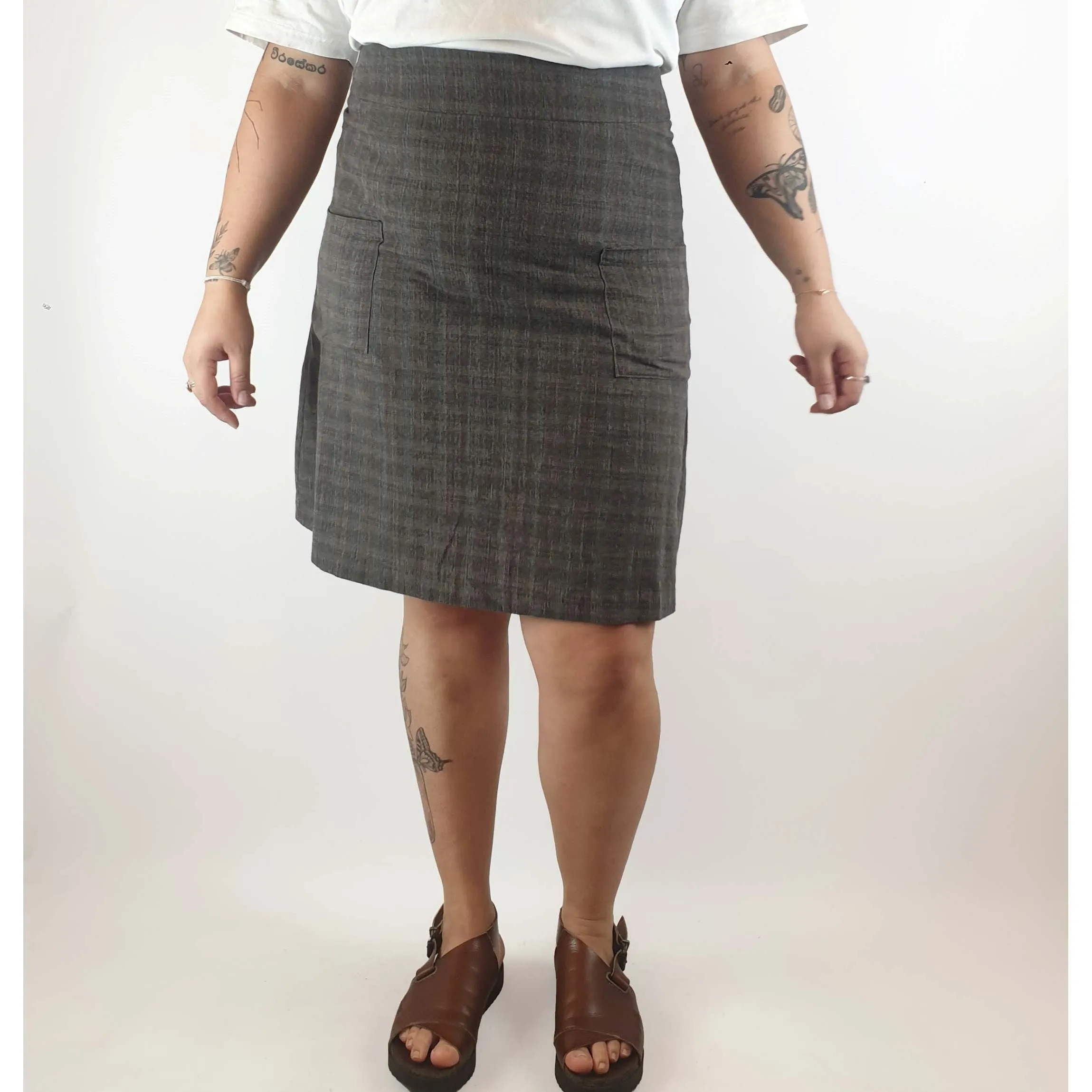Dot Herbey pre-owned cotton/linen check print skirt size 14