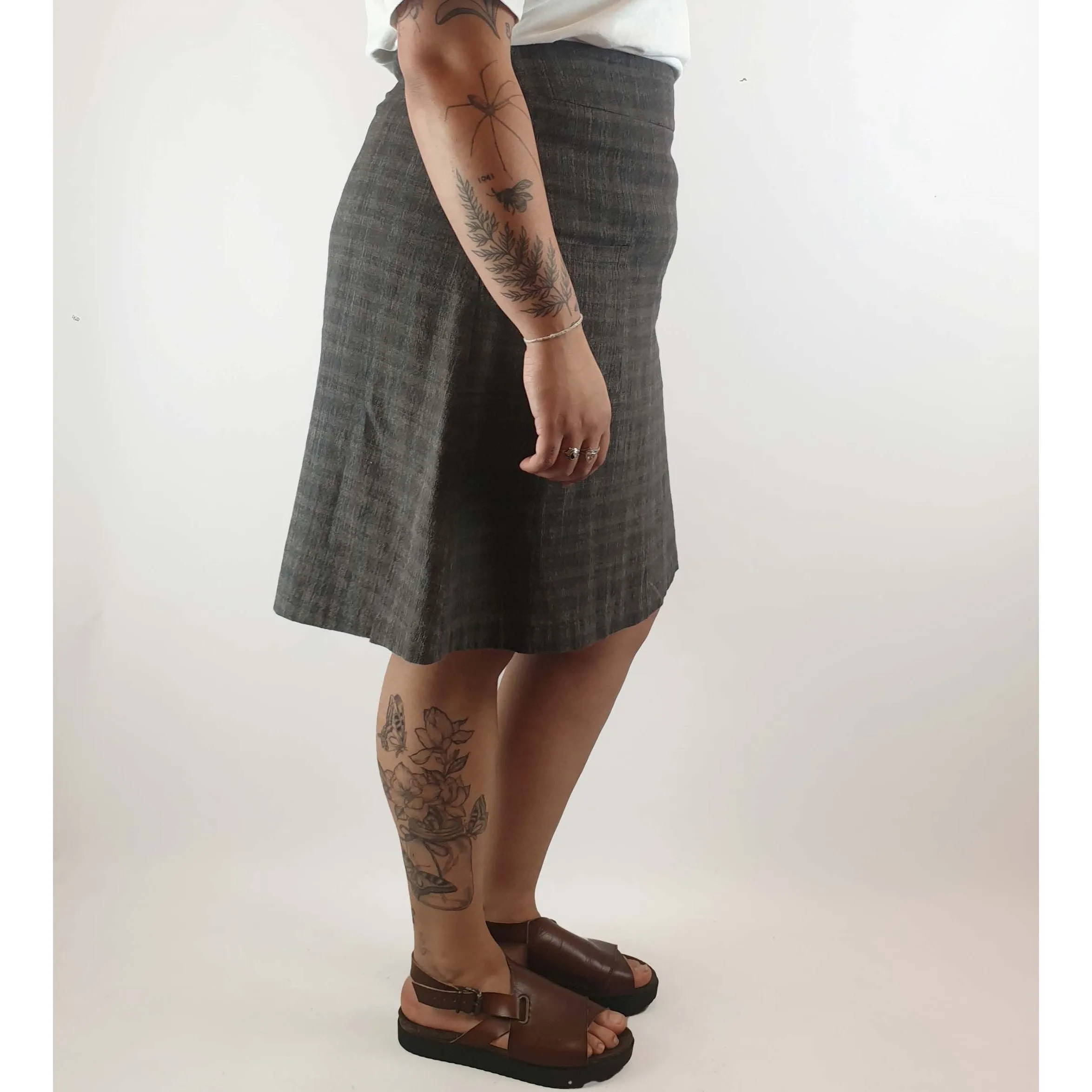 Dot Herbey pre-owned cotton/linen check print skirt size 14