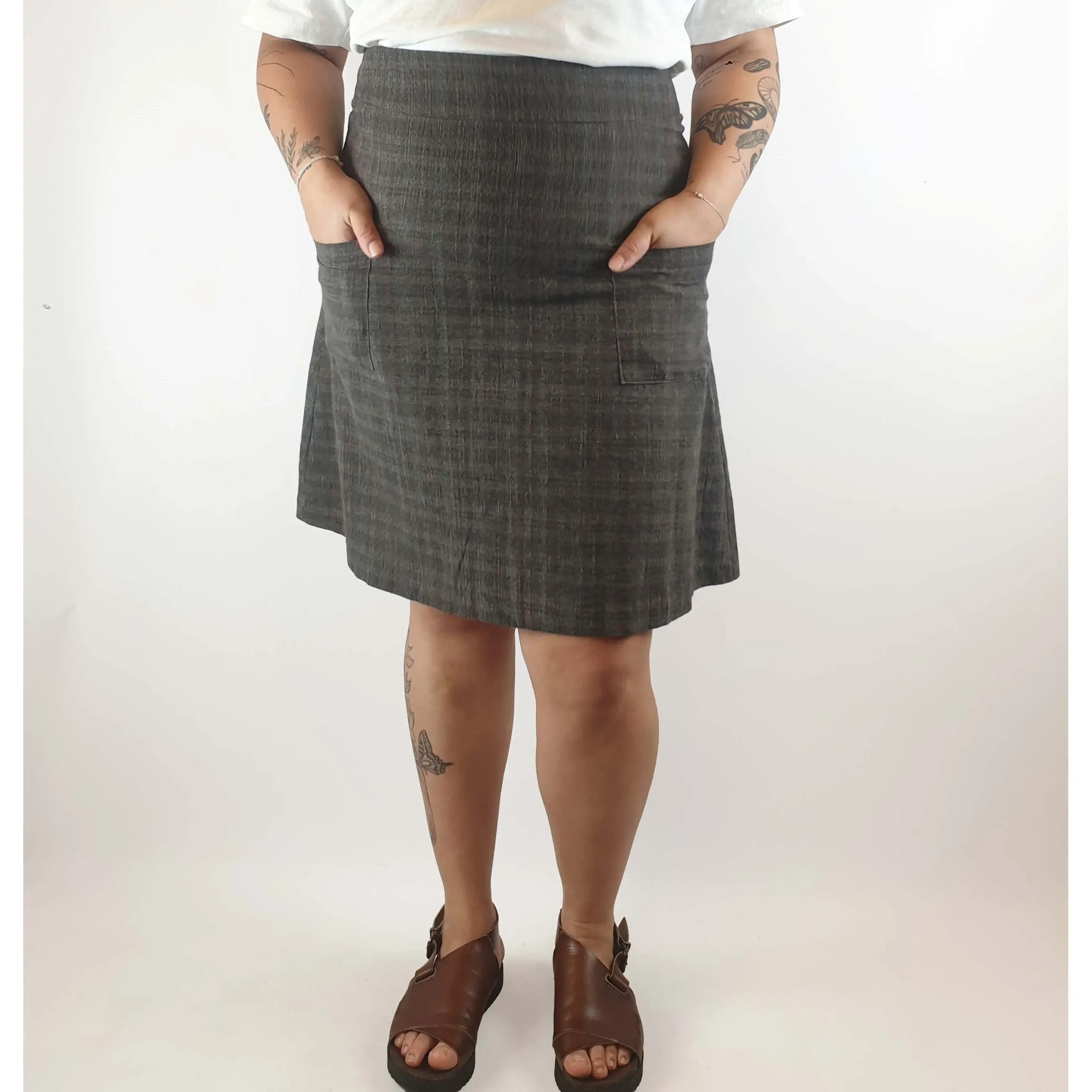 Dot Herbey pre-owned cotton/linen check print skirt size 14