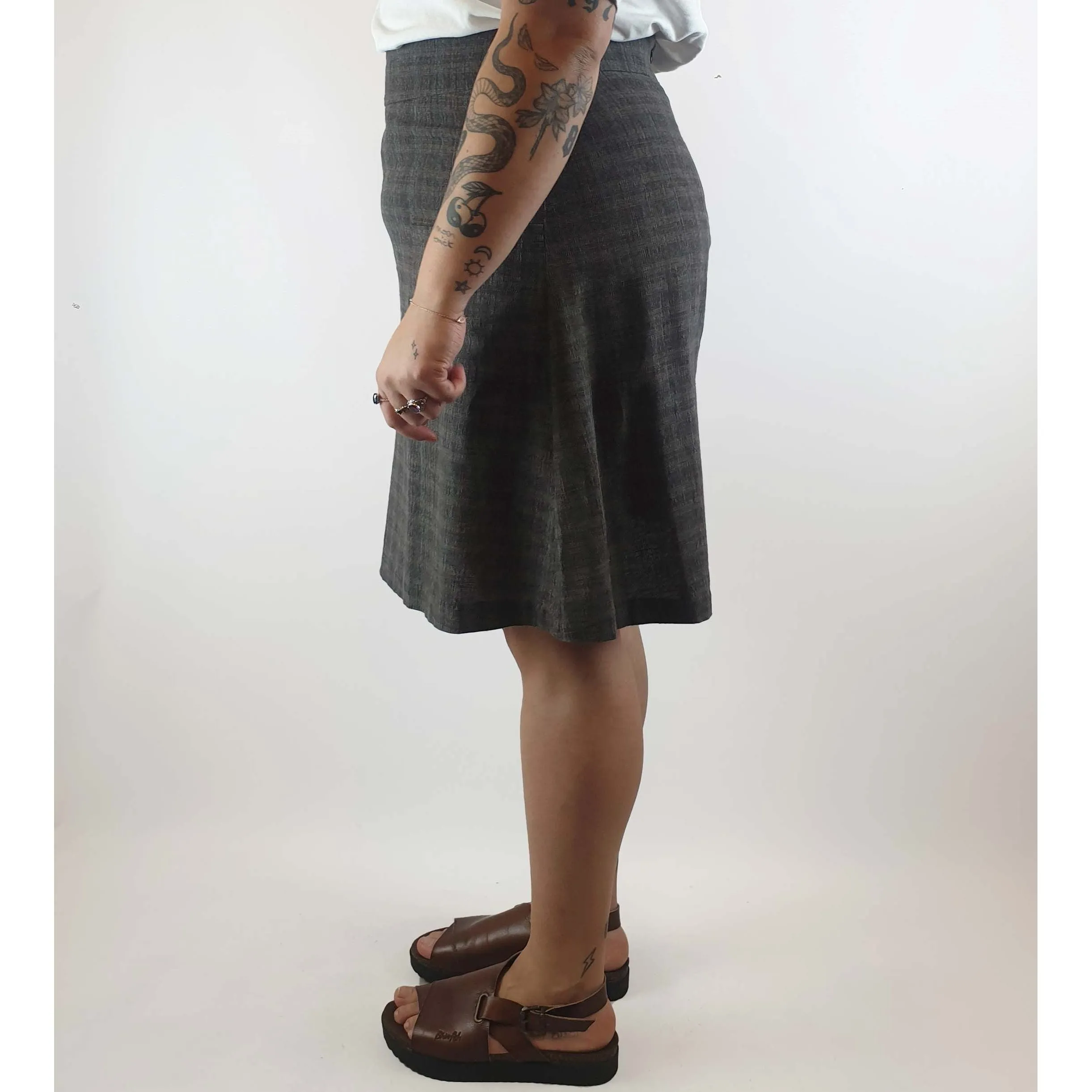 Dot Herbey pre-owned cotton/linen check print skirt size 14