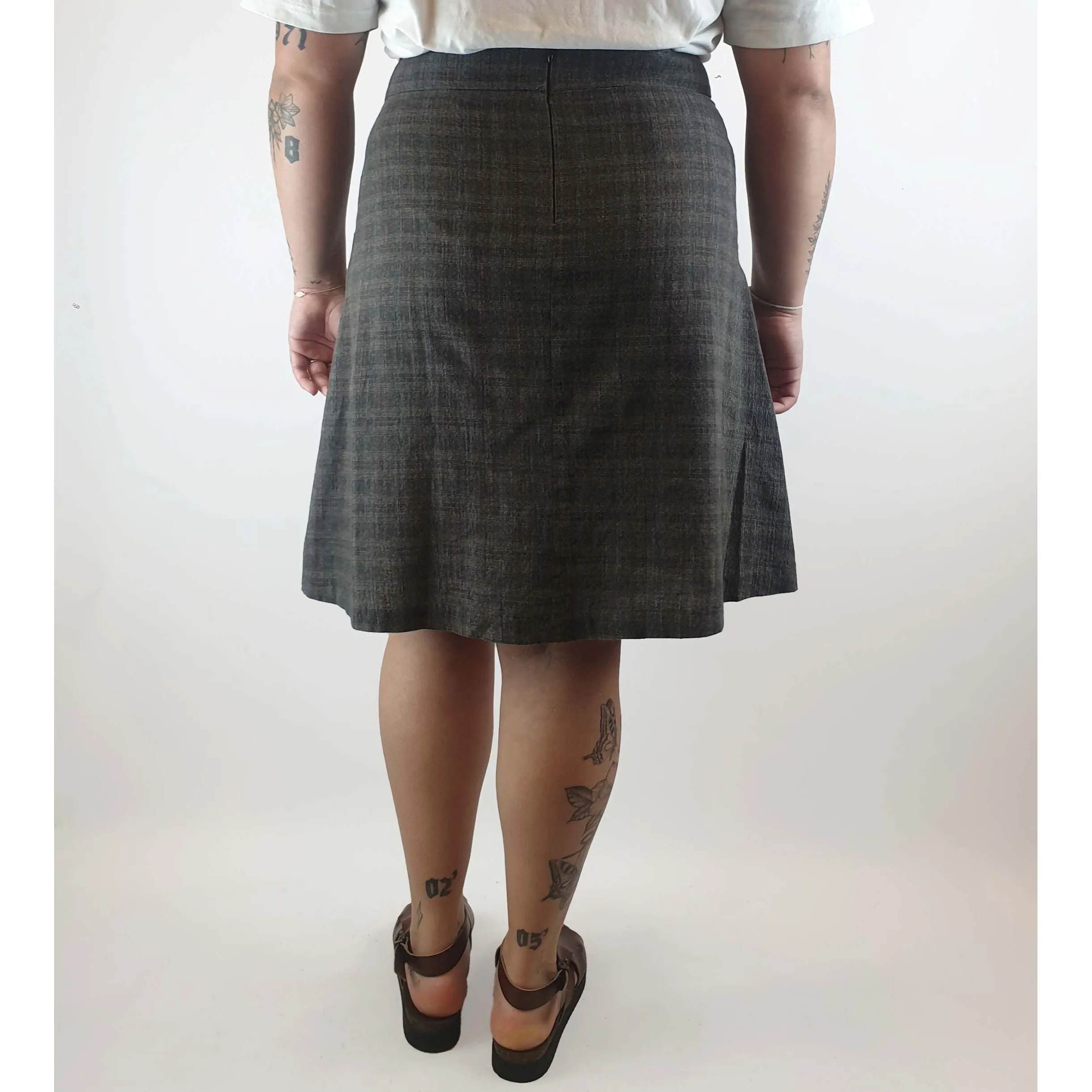 Dot Herbey pre-owned cotton/linen check print skirt size 14