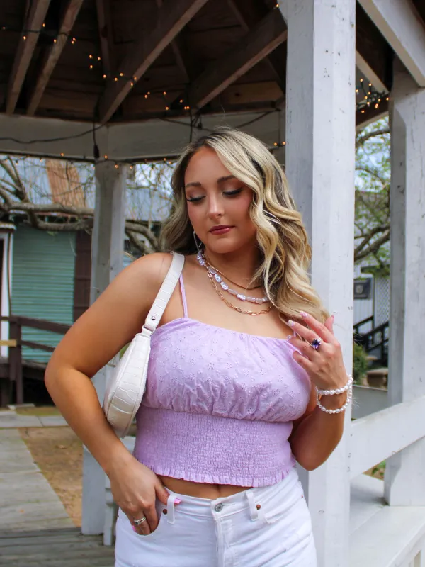 Dreaming Of You Mocked Waist Crop Top, Lavender