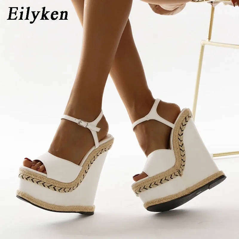 Eilyken Summer Fashion Open Toe Ankle Buckle Strap Platform