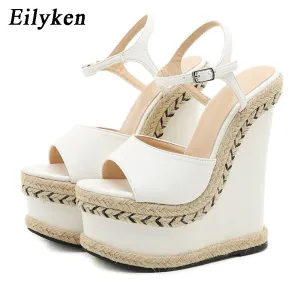 Eilyken Summer Fashion Open Toe Ankle Buckle Strap Platform