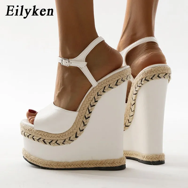 Eilyken Summer Fashion Open Toe Ankle Buckle Strap Platform