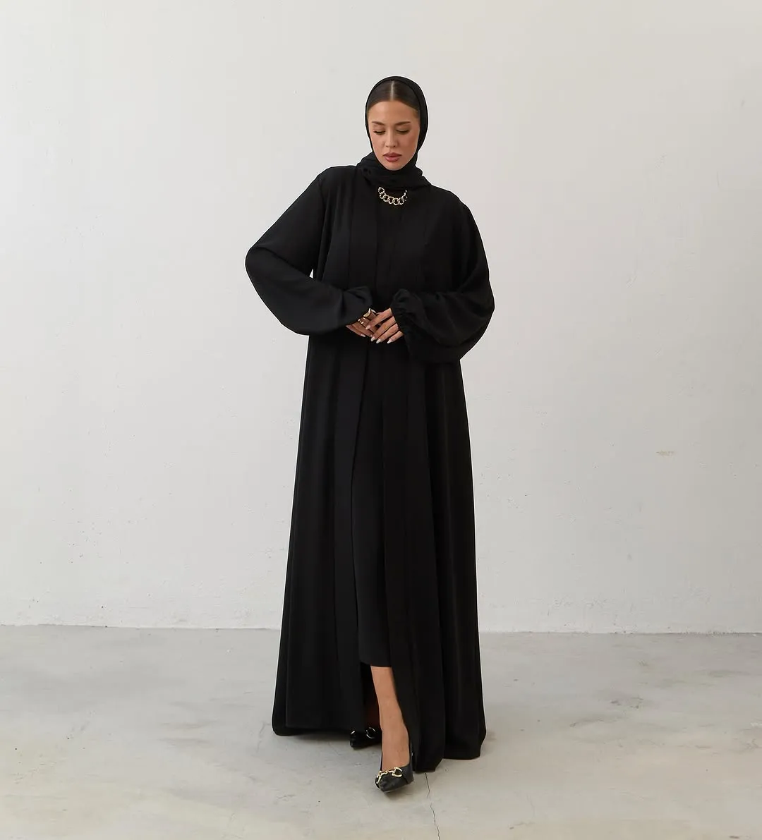 Elegance Two-Piece Abaya Set | Black
