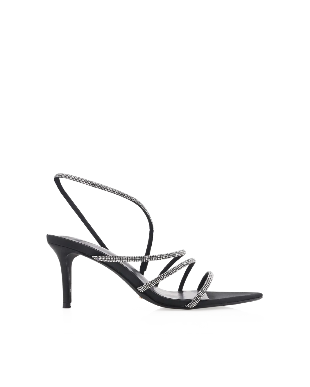 ELOWEN - BLACK SATIN-DIAMANTE