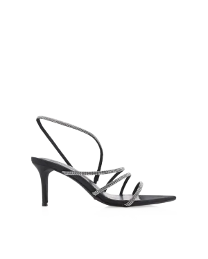 ELOWEN - BLACK SATIN-DIAMANTE